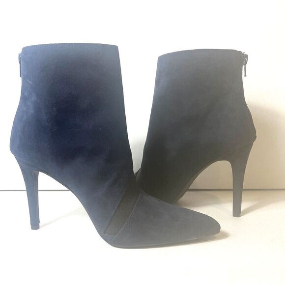 Nine West Booties Womens 7.5M Blue Fashion Boots Suede Stiletto Heel Pointed Toe - Picture 2 of 8